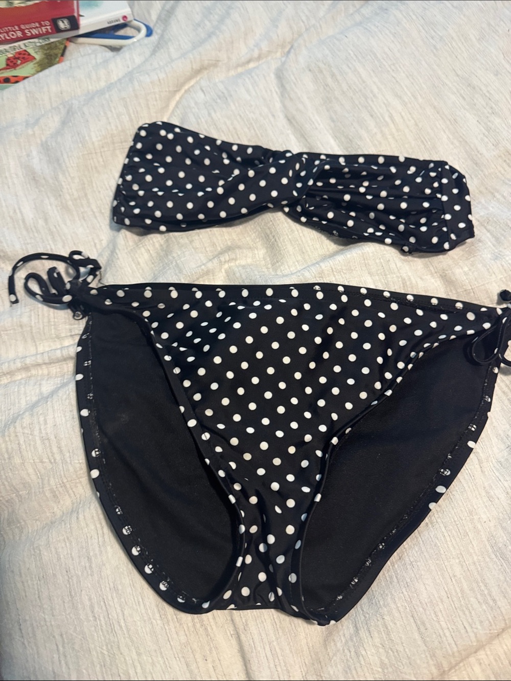 Mossimo Supply Co. Black & White Polka Dot Bandeau Bikini